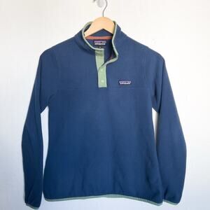 Patagonia Button Fleece Snap T Pullover Womens XS Blue Lightweight Long Sleeve
